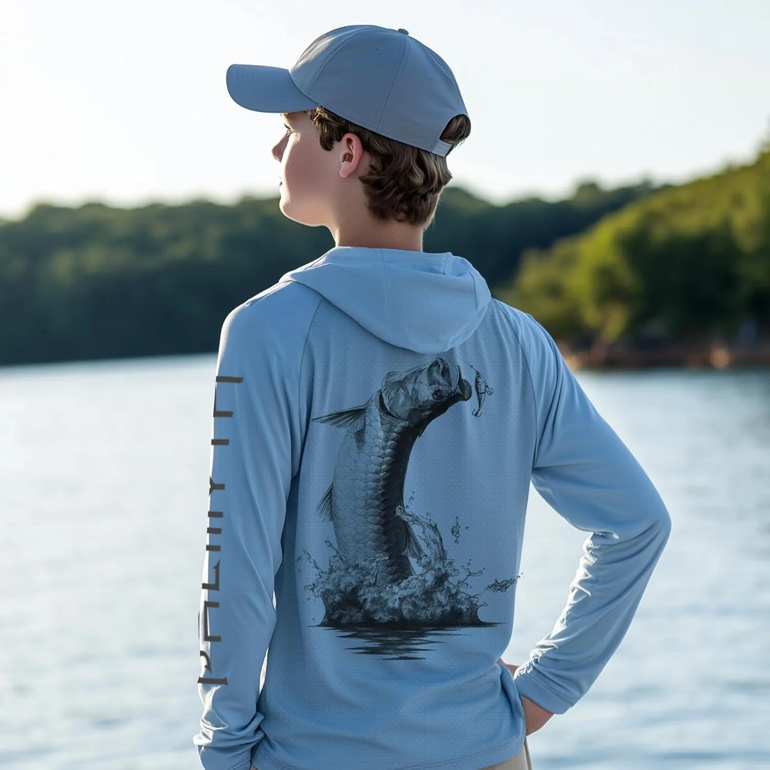 Palmyth Boys Fishing Shirt Youth Hoodie UPF 50  Sun Protection Long Sleeve Hooded Shirts