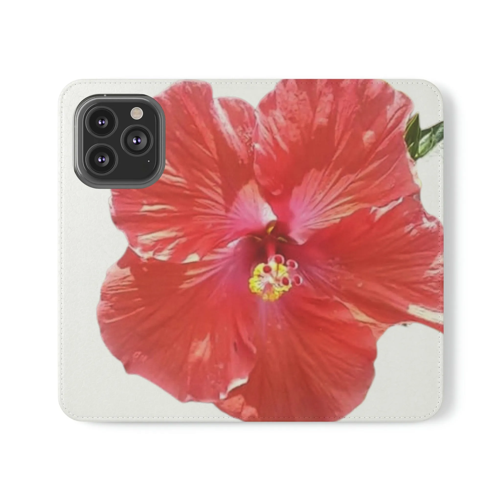 Peach Hibiscus White Background | Folio Phone Case | High Bloom Collection | Life By Ortavia