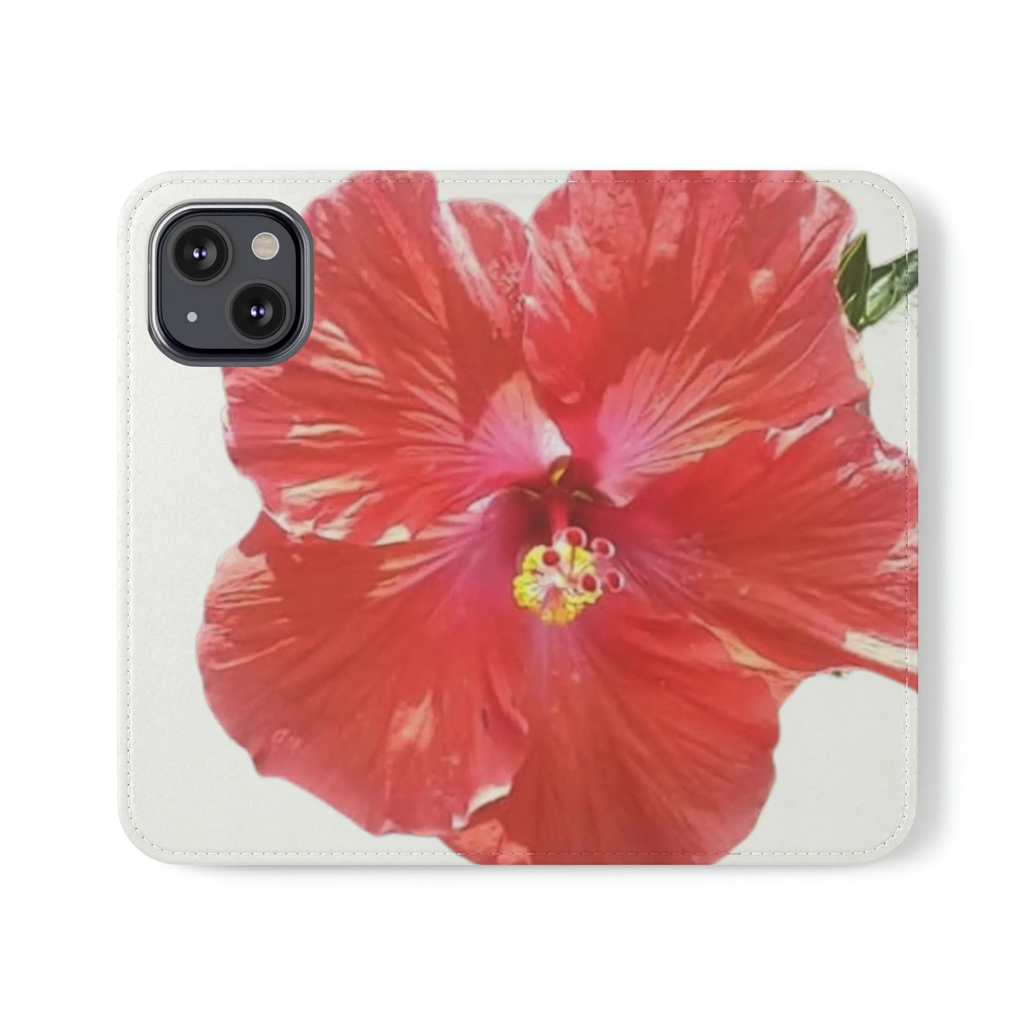 Peach Hibiscus White Background | Folio Phone Case | High Bloom Collection | Life By Ortavia