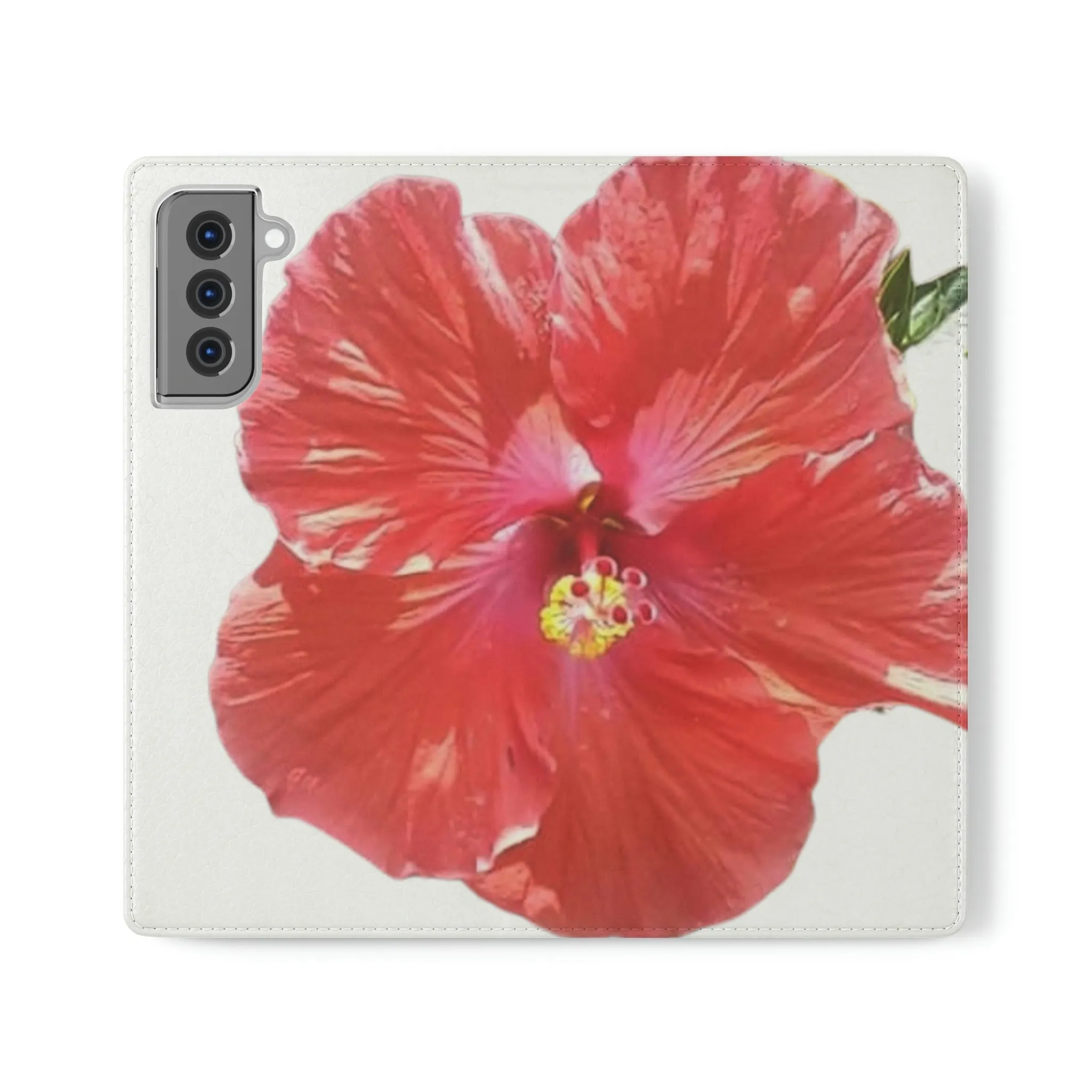 Peach Hibiscus White Background | Folio Phone Case | High Bloom Collection | Life By Ortavia