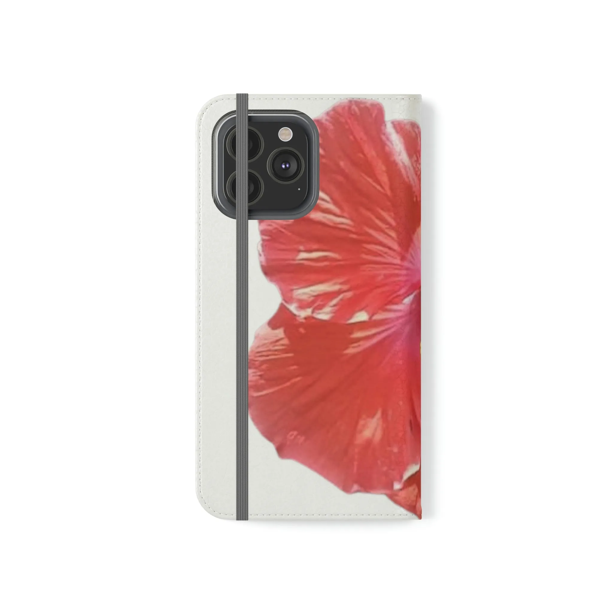 Peach Hibiscus White Background | Folio Phone Case | High Bloom Collection | Life By Ortavia