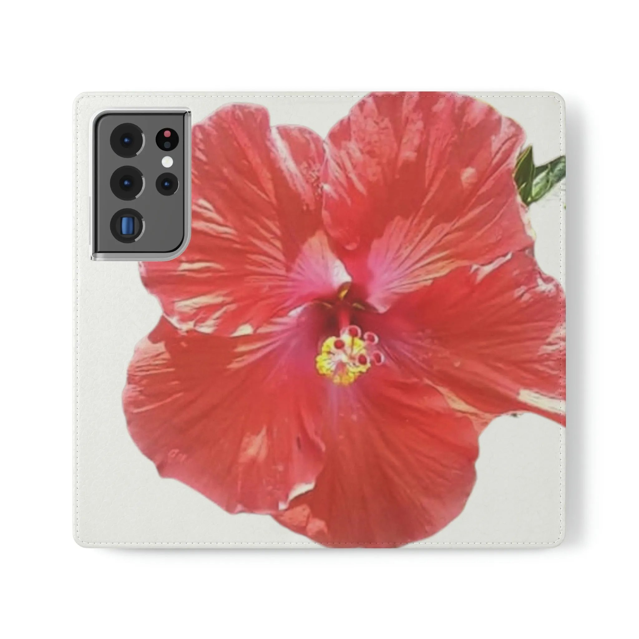 Peach Hibiscus White Background | Folio Phone Case | High Bloom Collection | Life By Ortavia