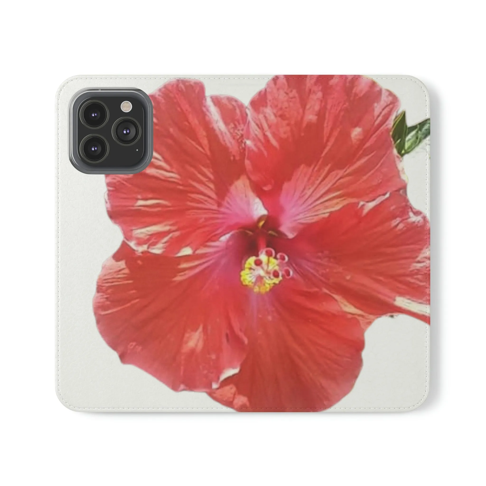 Peach Hibiscus White Background | Folio Phone Case | High Bloom Collection | Life By Ortavia