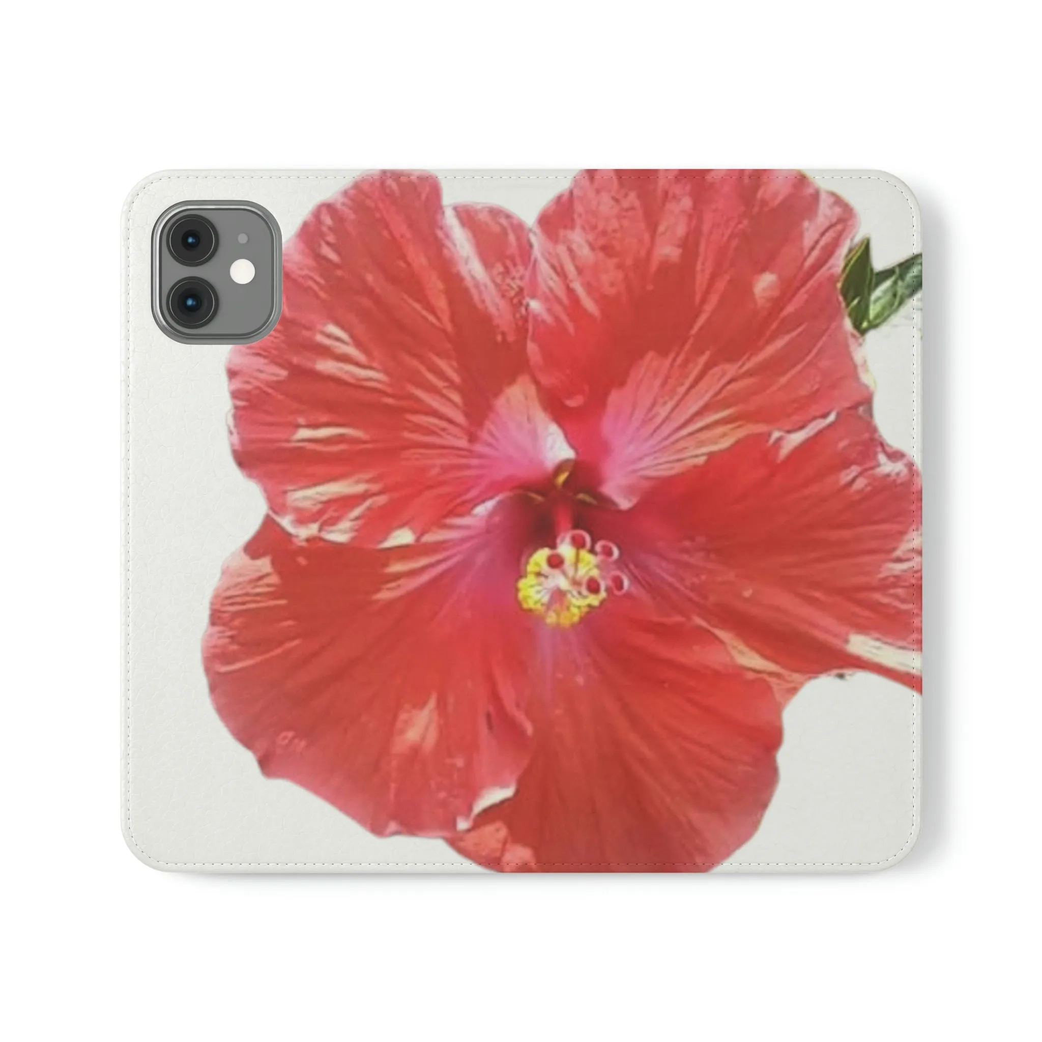 Peach Hibiscus White Background | Folio Phone Case | High Bloom Collection | Life By Ortavia