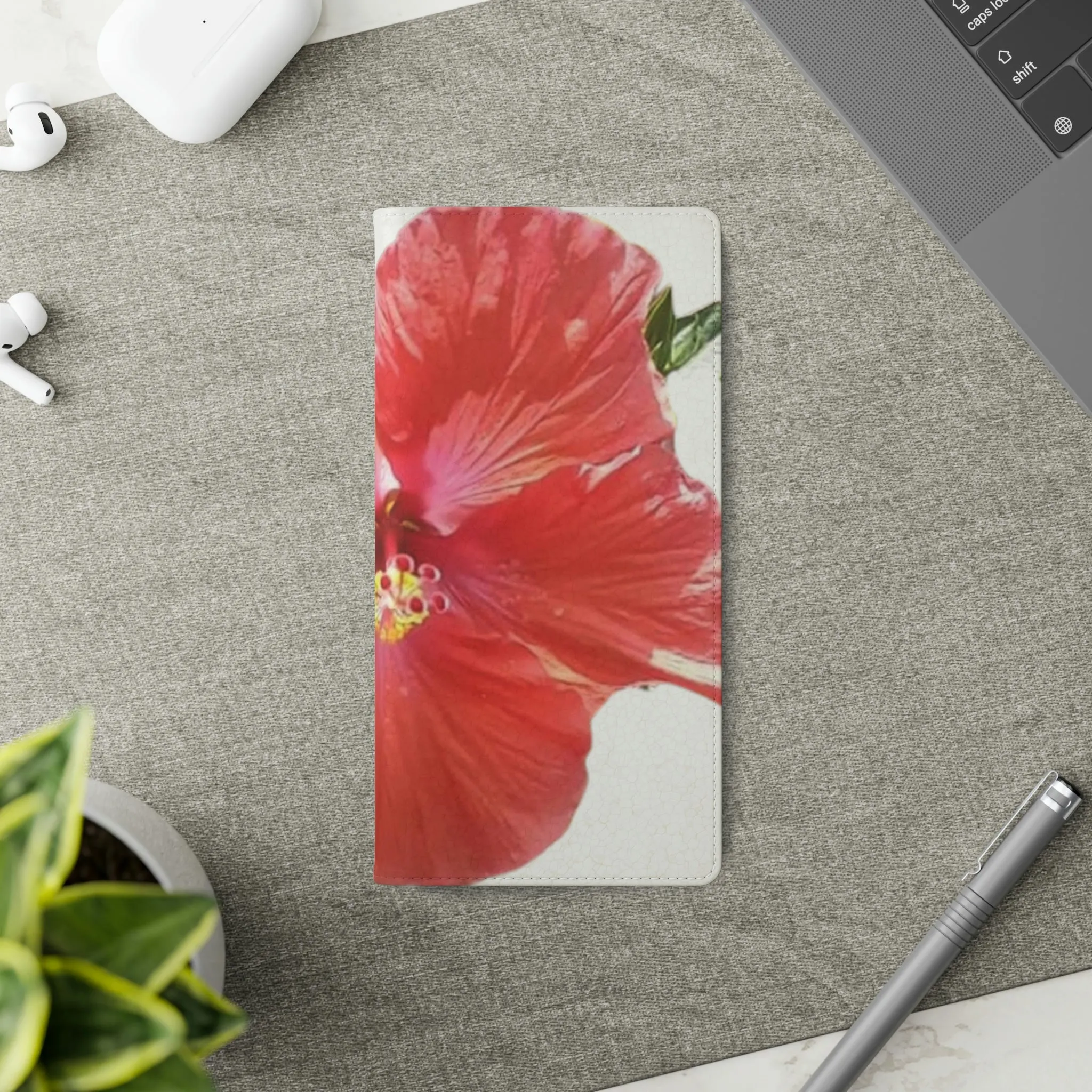 Peach Hibiscus White Background | Folio Phone Case | High Bloom Collection | Life By Ortavia