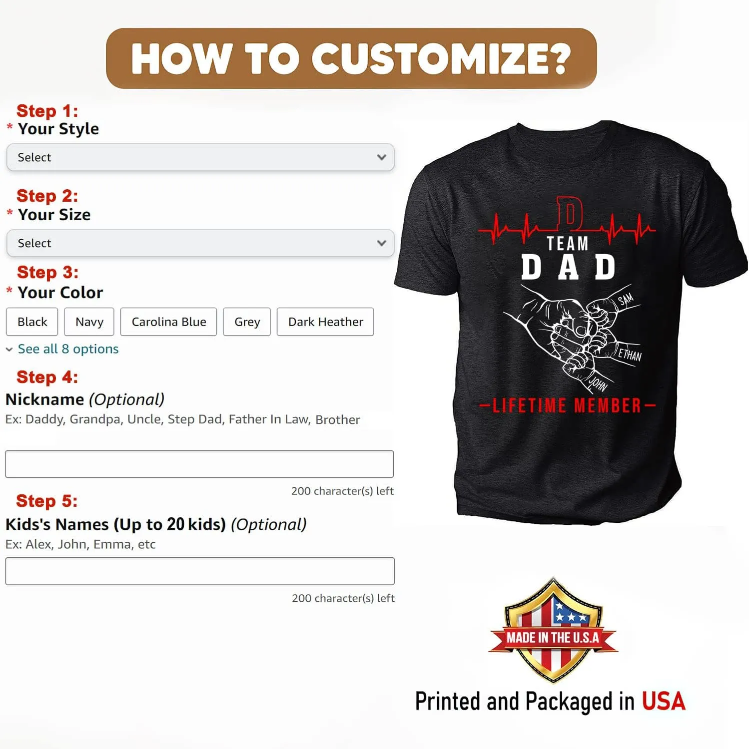 Personalized Team Dad Shirt, Custom Dad Shirts for Men, Dad Shirt Lifetime Member, Personalized Daddy Grandpa Shirt