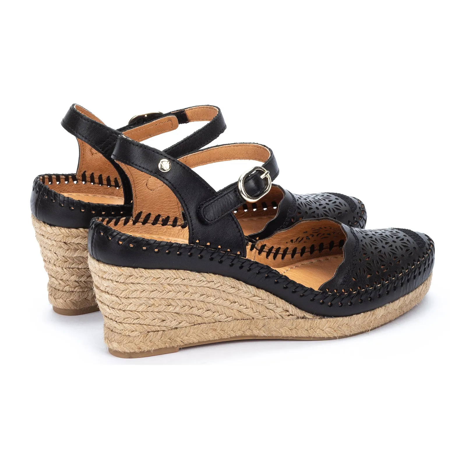 Pikolinos Vila W9Y-1508 Wedge Sandal (Women) - Black Leather