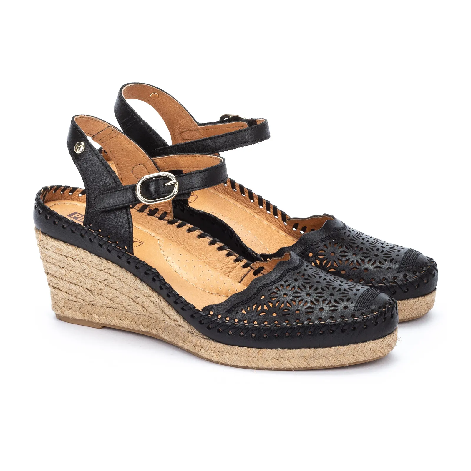Pikolinos Vila W9Y-1508 Wedge Sandal (Women) - Black Leather
