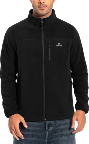 Pioneer Camp Men's Lightweight Polar Fleece Jacket Full Zip Antistatic Casual Coat Soft Warm Outwear with Zipper Pockets