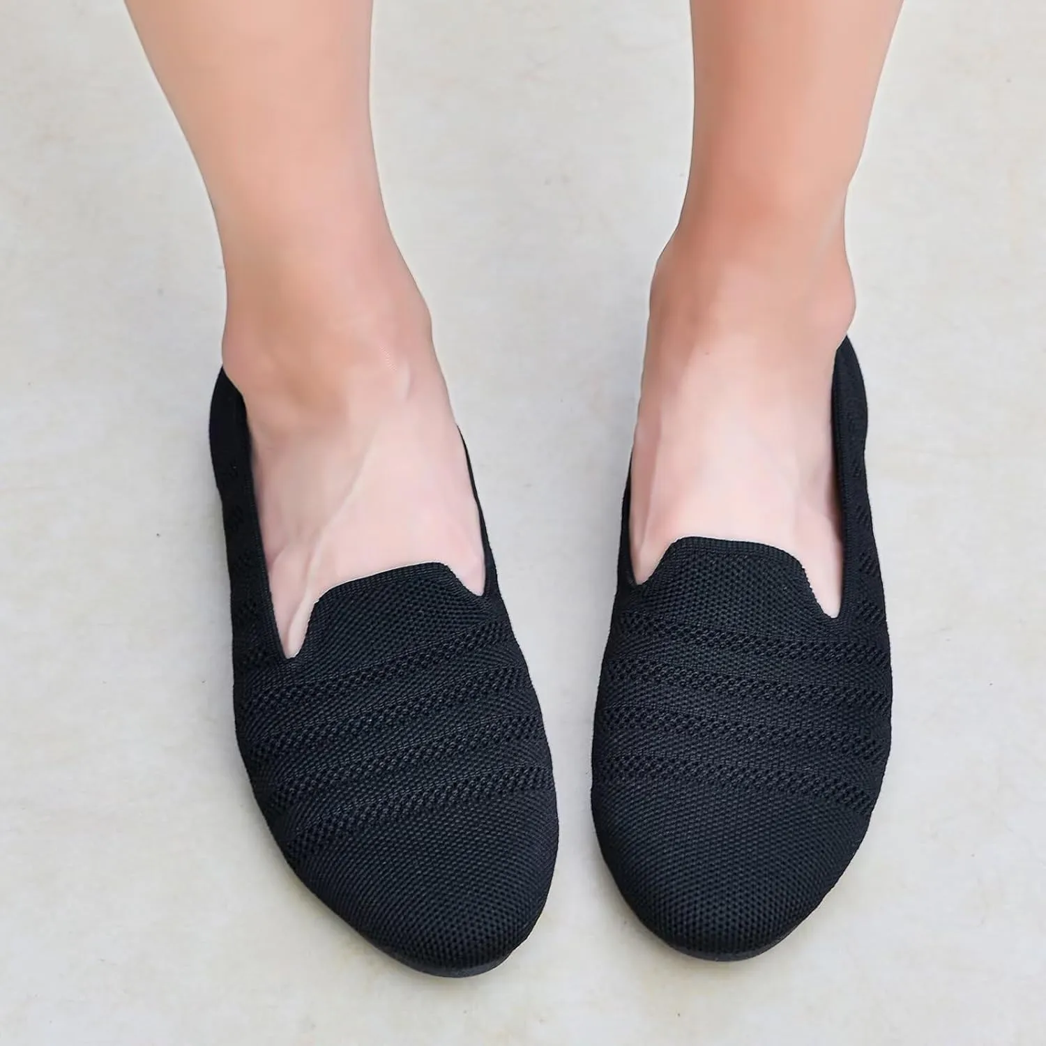 poemlady Women’s Ballet Flat Dress Knit Round Toe Slip On Ballerina Walking Shoes for Womam Casual Comfort Soft 22002