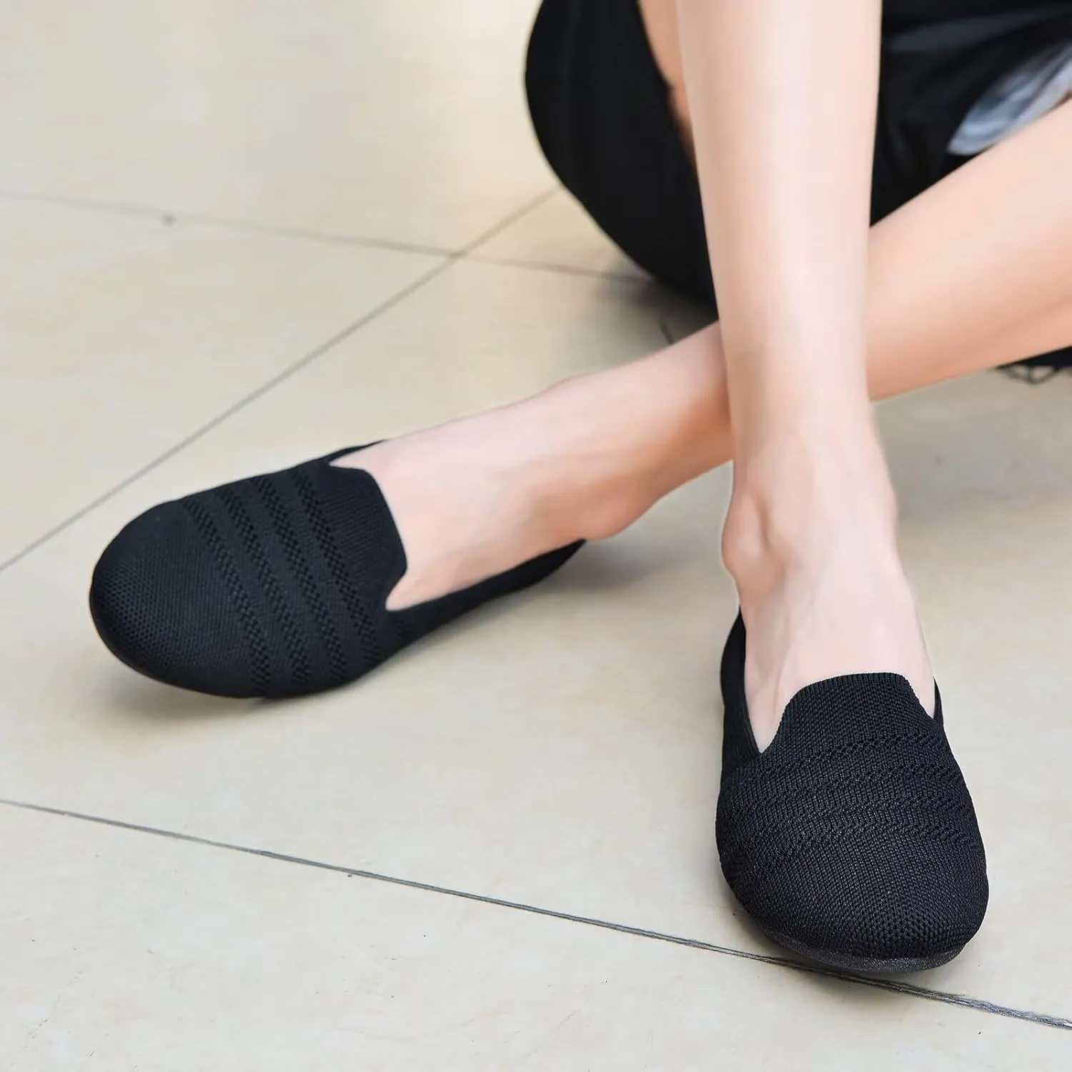 poemlady Women’s Ballet Flat Dress Knit Round Toe Slip On Ballerina Walking Shoes for Womam Casual Comfort Soft 22002