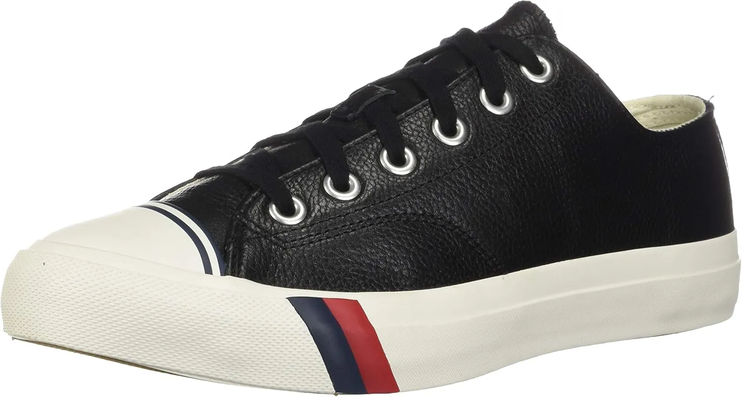 PRO-Keds Men's Royal Lo Lace Up Fashion Sneaker, Black Leather, 3.5