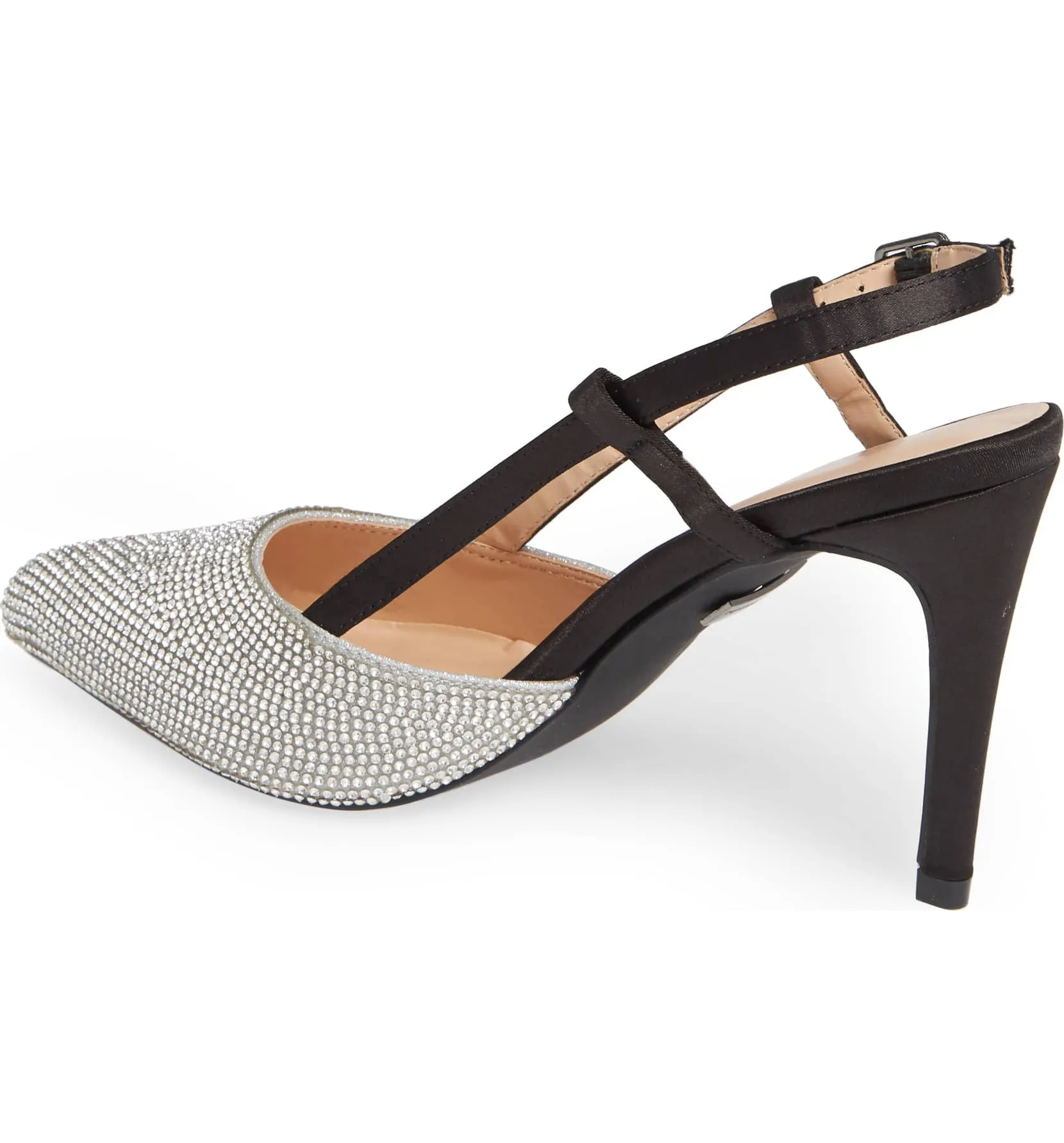 Pump Fonda 5-star customer support Pointed Back Sandal Classy Lorraine Crystal Lauren Sling Black Satin Classic