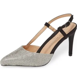 Pump Fonda 5-star customer support Pointed Back Sandal Classy Lorraine Crystal Lauren Sling Black Satin Classic