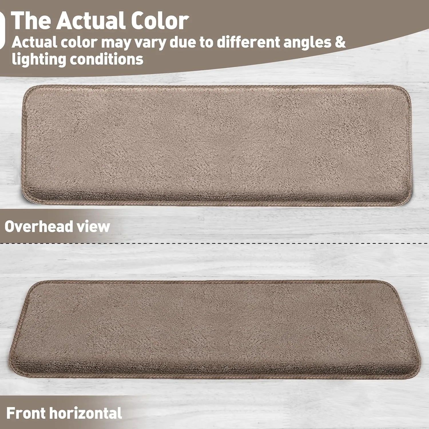 PURE ERA Carpet Stair Treads Ultra Plush 9.5" X 30"Soft Bullnose Indoor Stair Protectors Pet-Friendly Non-Slip Skid Resistant Tape Free Washable Reusable(2 Pieces,Brown)