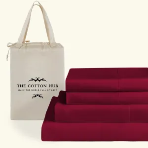 Queen Size 6-Piece Sheet Set 600 Thread Count Peruvian Pima Cotton Bed Sheets fits up to 18-21 inch Deep Pocket (Solid, Burgundy)