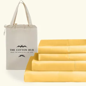 Queen Size 6-Piece Sheet Set 600 Thread Count Peruvian Pima Cotton Bed Sheets fits up to 18-21 inch Deep Pocket (Solid, Gold)