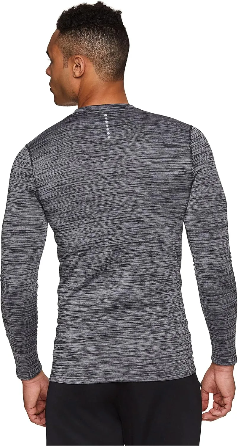 RBX Active Men's Athletic Performance Long Sleeve Crew Neck Fleece Lined Insulated Fitted Base Layer T-Shirt