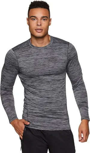 RBX Active Men's Athletic Performance Long Sleeve Crew Neck Fleece Lined Insulated Fitted Base Layer T-Shirt