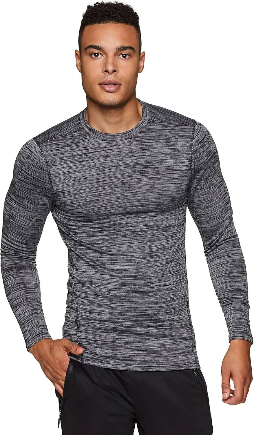 RBX Active Men's Athletic Performance Long Sleeve Crew Neck Fleece Lined Insulated Fitted Base Layer T-Shirt
