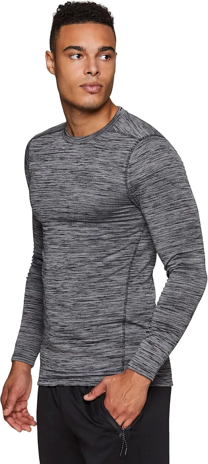 RBX Active Men's Athletic Performance Long Sleeve Crew Neck Fleece Lined Insulated Fitted Base Layer T-Shirt
