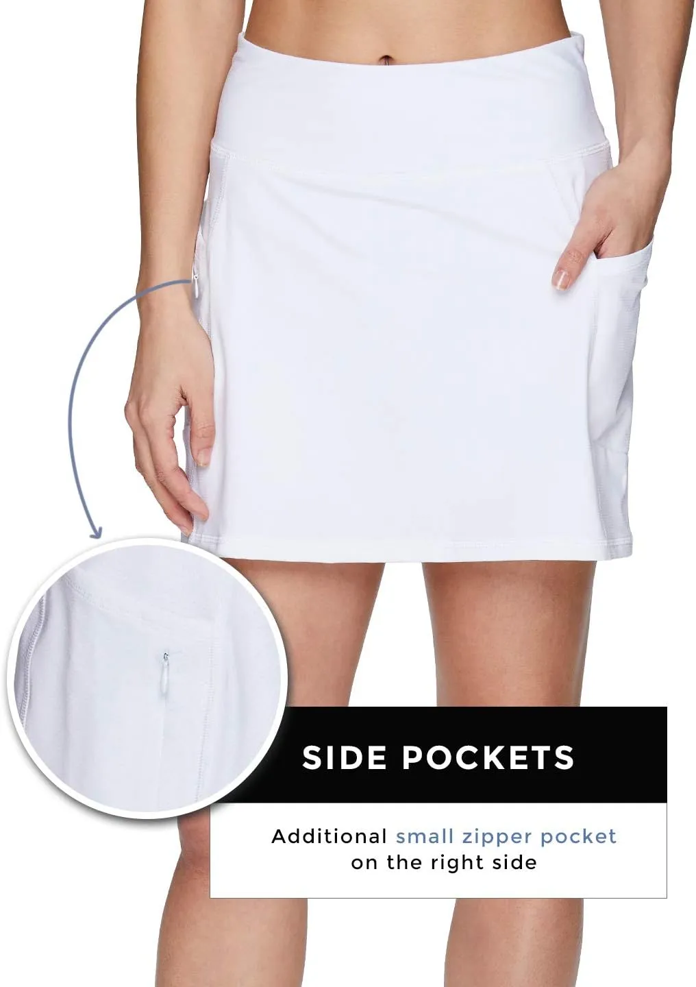 RBX Active Women's Fashion Stretch Knit Flat Front Golf/Tennis Athletic Skort with Attached Bike Short and Pockets