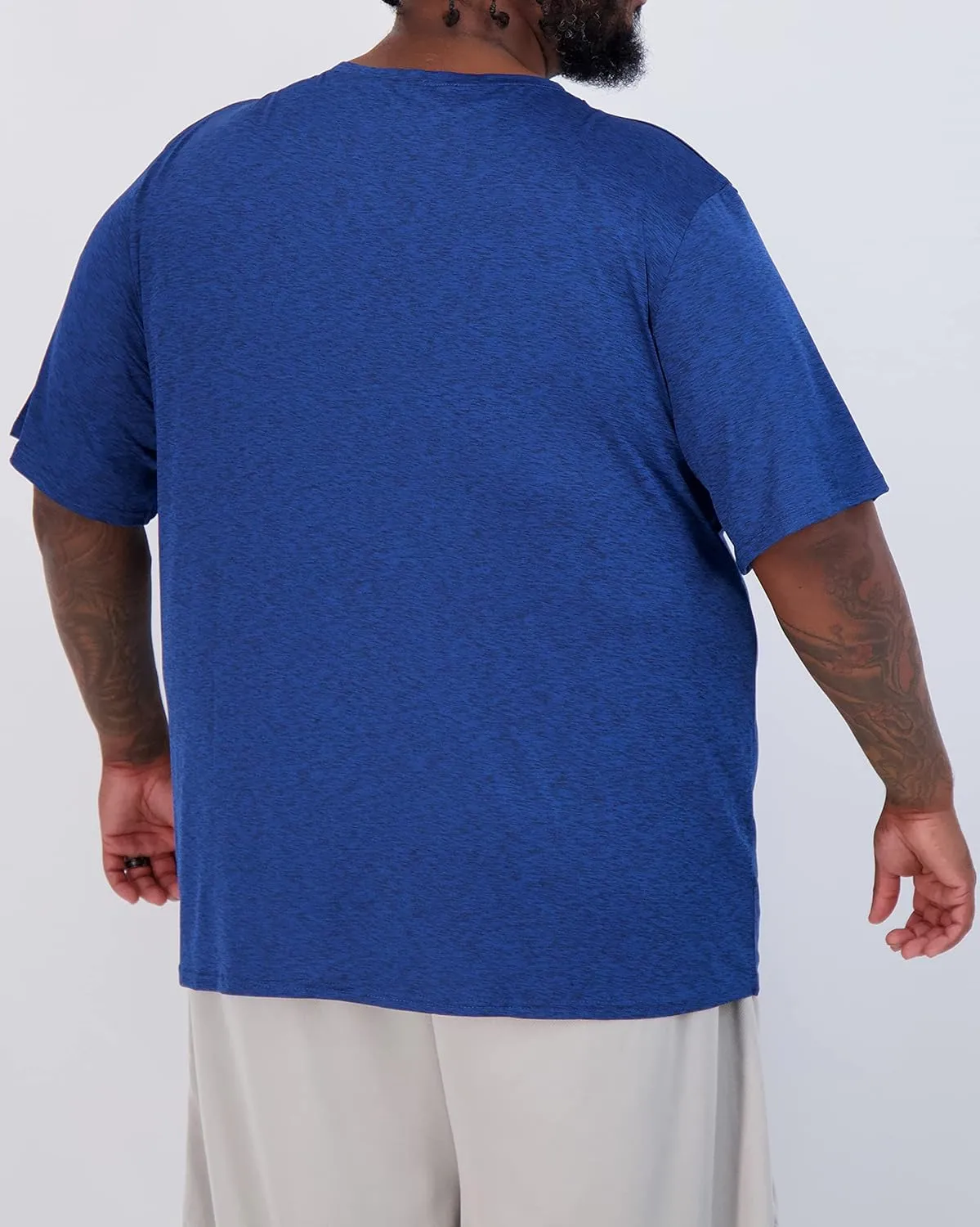 Real Essentials 3 Pack: Men’s Big & Tall Tech Stretch Long-Sleeve & Short-Sleeve Dry-Fit T-Shirt (3XT-5XT)