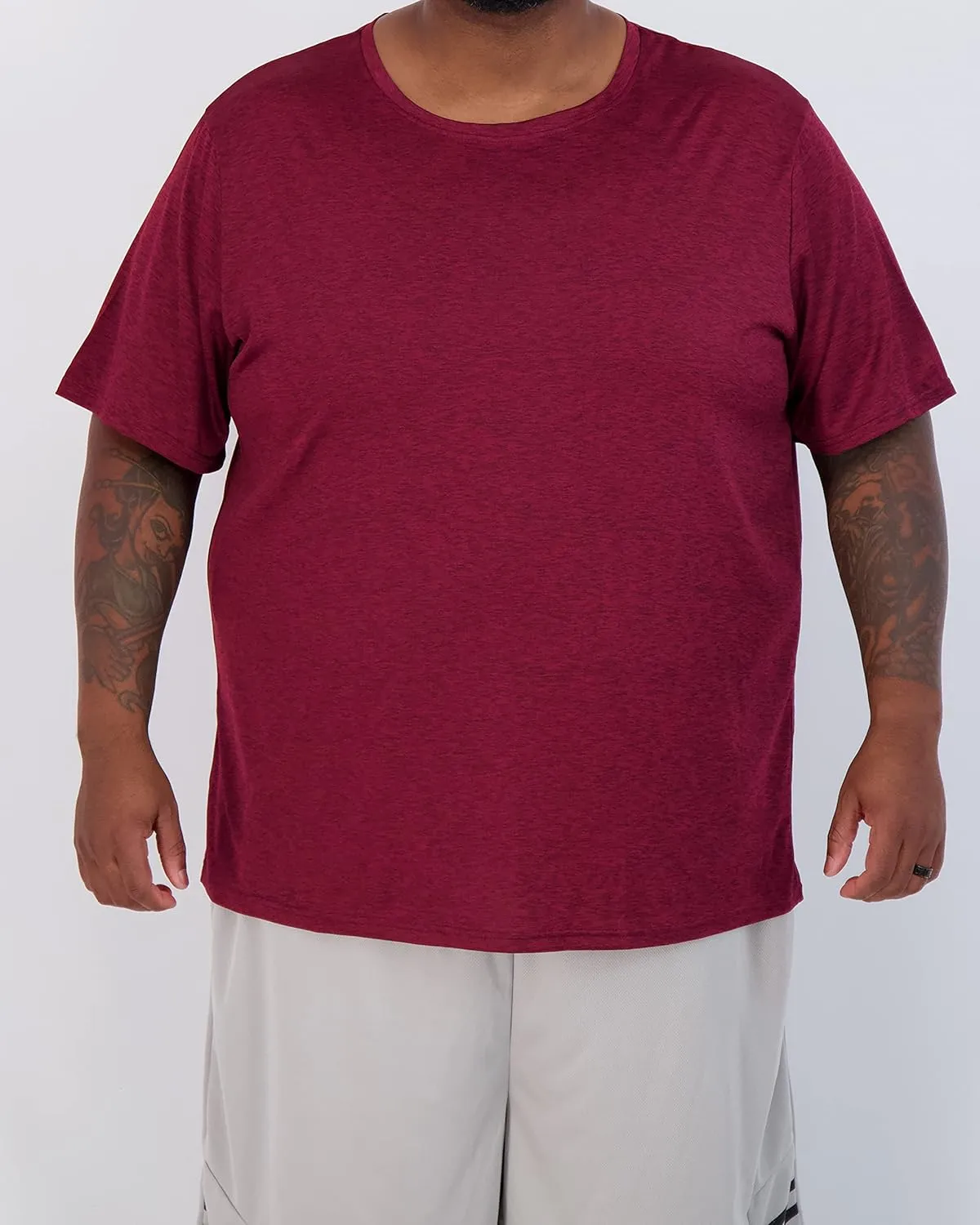 Real Essentials 3 Pack: Men’s Big & Tall Tech Stretch Long-Sleeve & Short-Sleeve Dry-Fit T-Shirt (3XT-5XT)