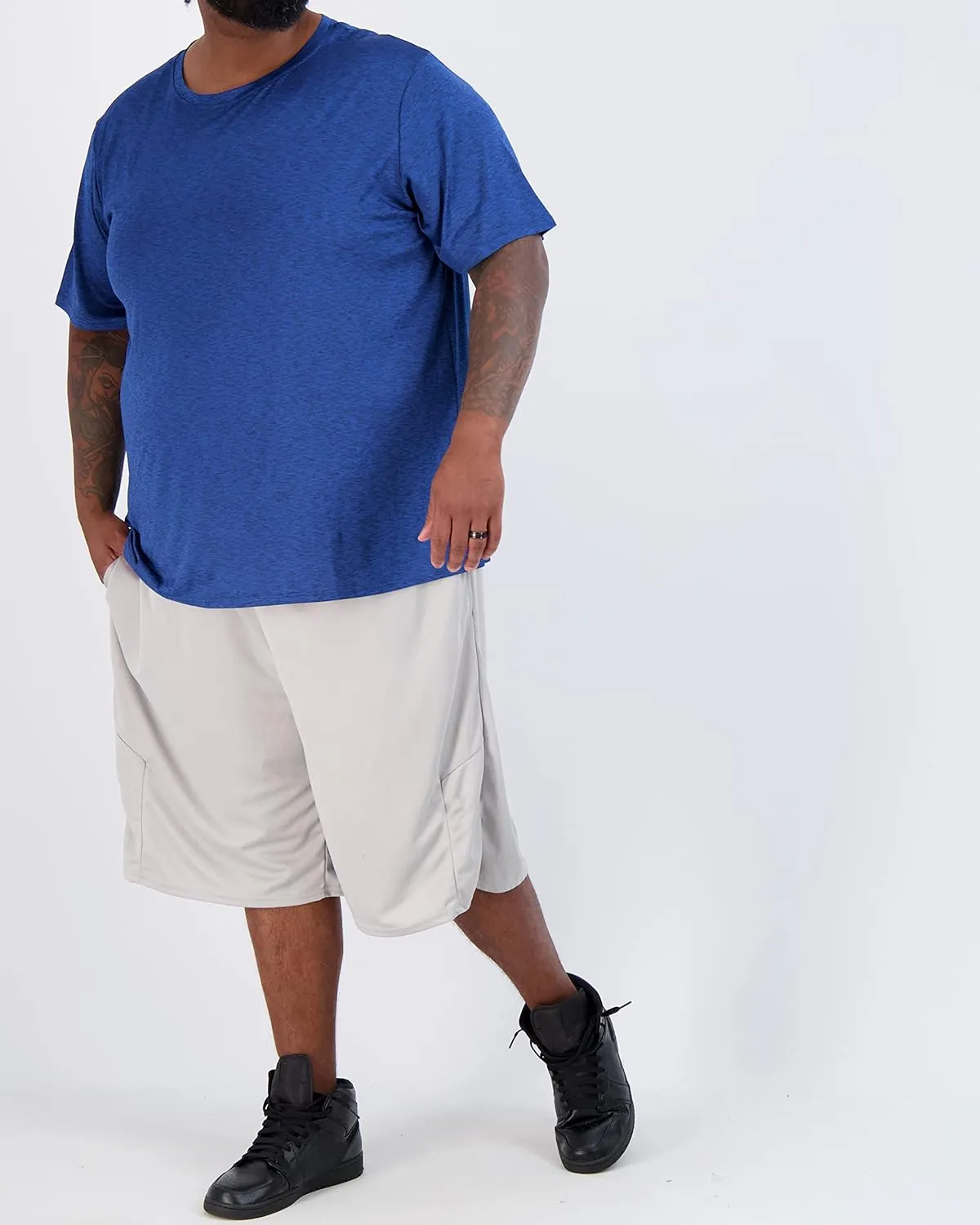 Real Essentials 3 Pack: Men’s Big & Tall Tech Stretch Long-Sleeve & Short-Sleeve Dry-Fit T-Shirt (3XT-5XT)