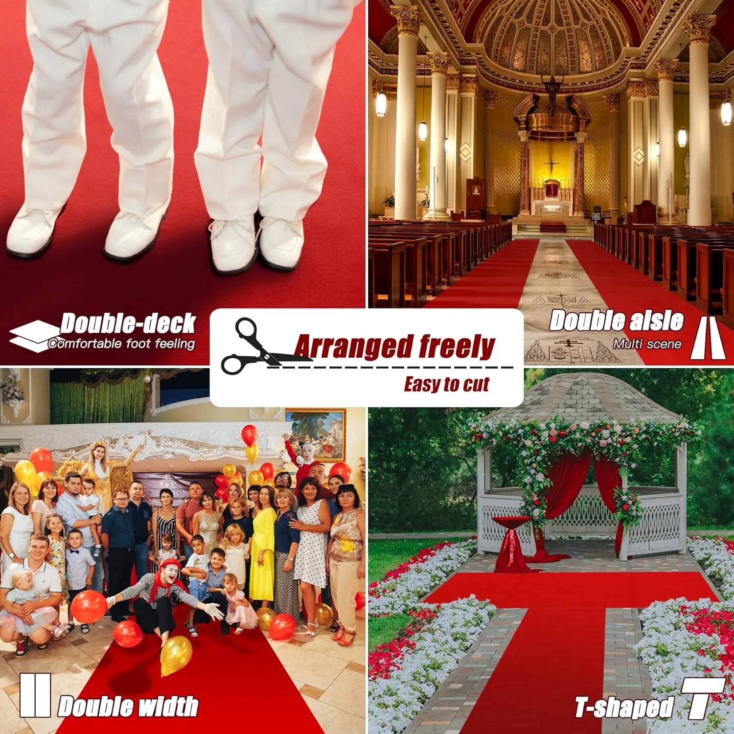 Red Carpet Runner for Party, 2.6X15 ft, 130 GSM Felt Non-Woven Fabric, Hollywood Red Carpet for Event, Aisle Runner for Wedding Ceremony, Movie Theme Party Decorations, Red Runway Rug for Prom