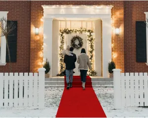 Red Carpet Runner for Party, 2.6X15 ft, 130 GSM Felt Non-Woven Fabric, Hollywood Red Carpet for Event, Aisle Runner for Wedding Ceremony, Movie Theme Party Decorations, Red Runway Rug for Prom