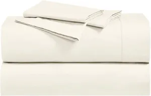 Royal Hotel Bedding Abripedic Crispy Percale Sheets, 300-Thread-Count, 5PC Solid Sheet Set, 100% Cotton, Up to 18 Inch Deep Pocket, Split-California-King, Ivory