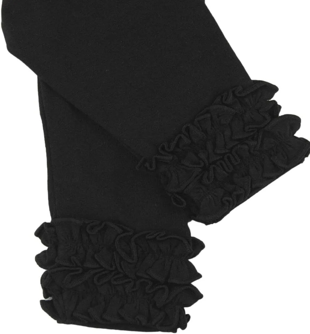 RuffleButts® Baby/Toddler Girls Soft Knit Ankle Length Ruffle Leggings