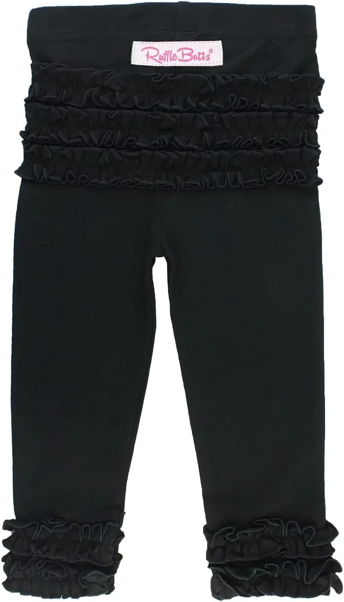 RuffleButts® Baby/Toddler Girls Soft Knit Ankle Length Ruffle Leggings