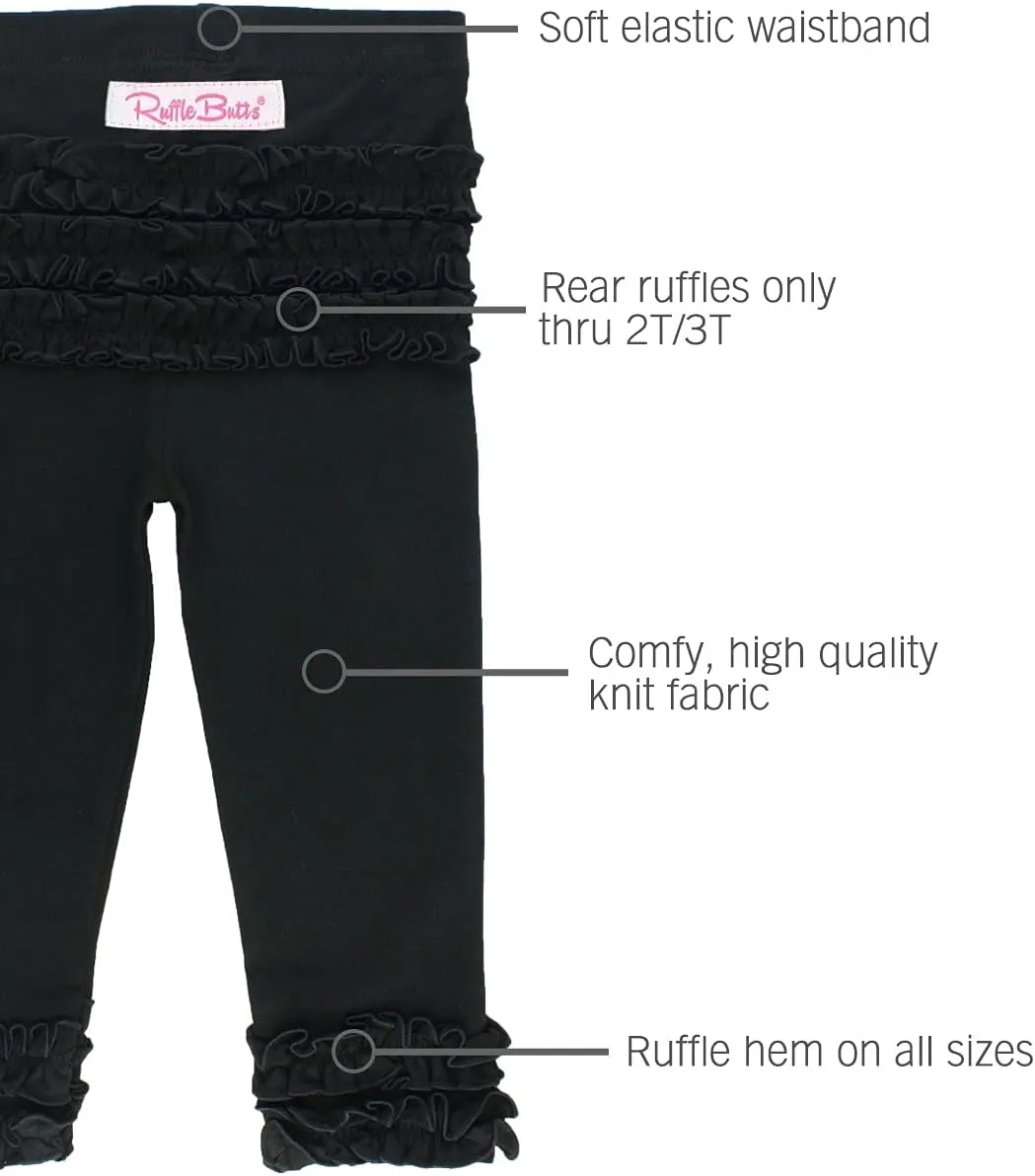 RuffleButts® Baby/Toddler Girls Soft Knit Ankle Length Ruffle Leggings