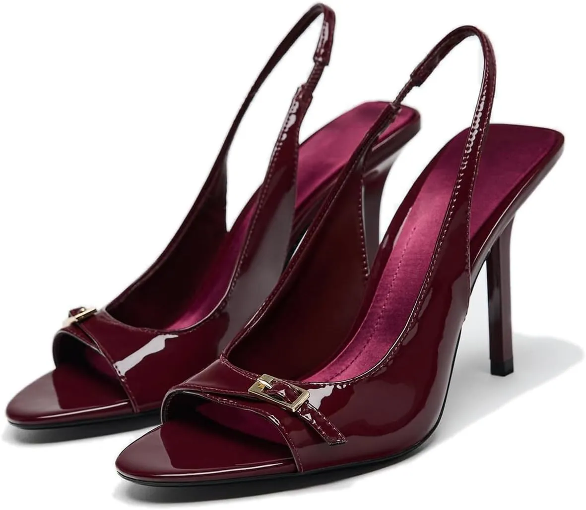 SAFECAMS Women's Open Toe Slingback Stiletto Heel Sandals Pointed Peep Toe Buckle High Heel Sexy Dress Pumps Shoes for Party Wedding Evening Heeled Sandal