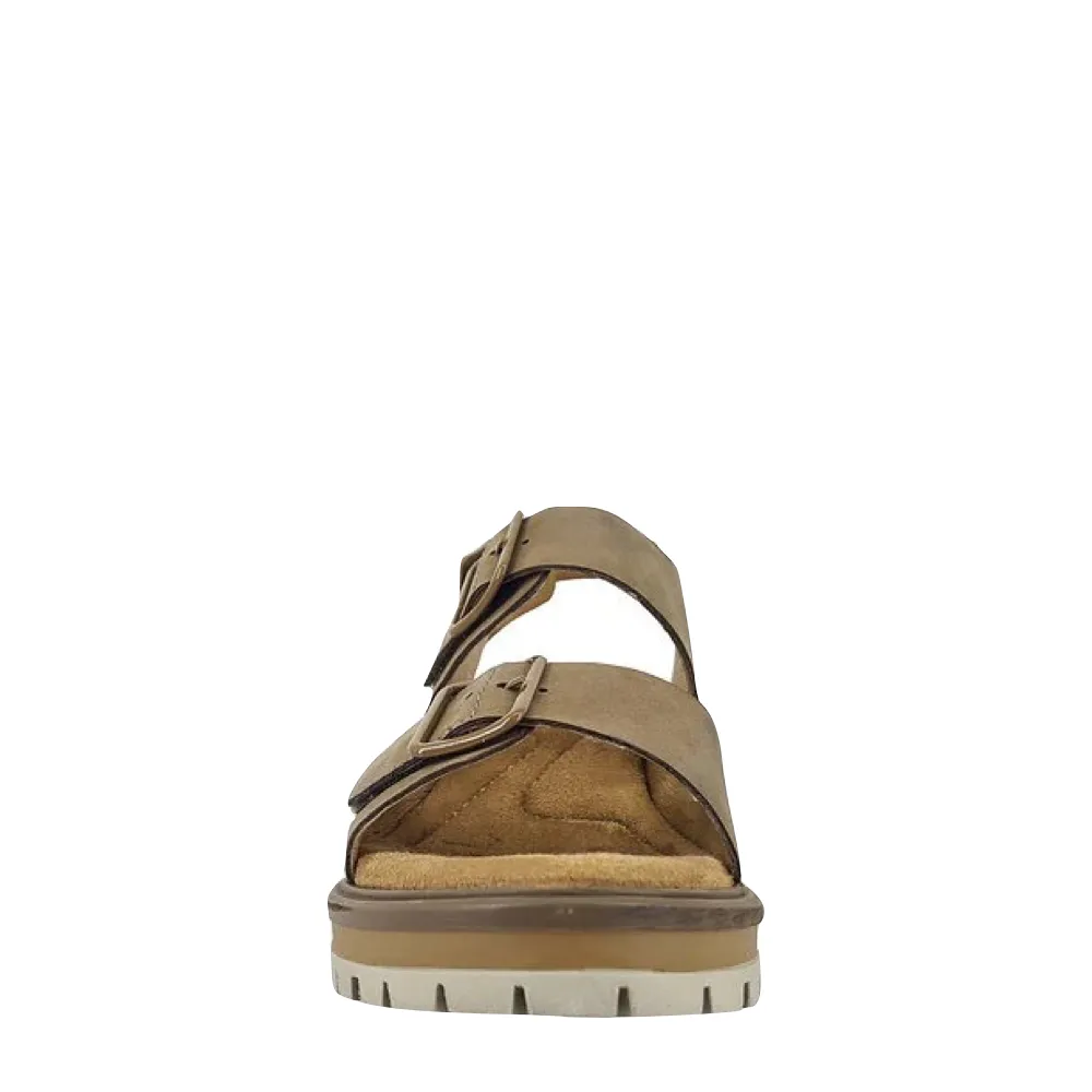 Salvia Women's Honey Heel Nubuck Sandal in Taupe