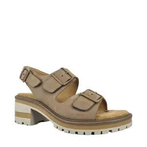 Salvia Women's Honey Heel Nubuck Sandal in Taupe