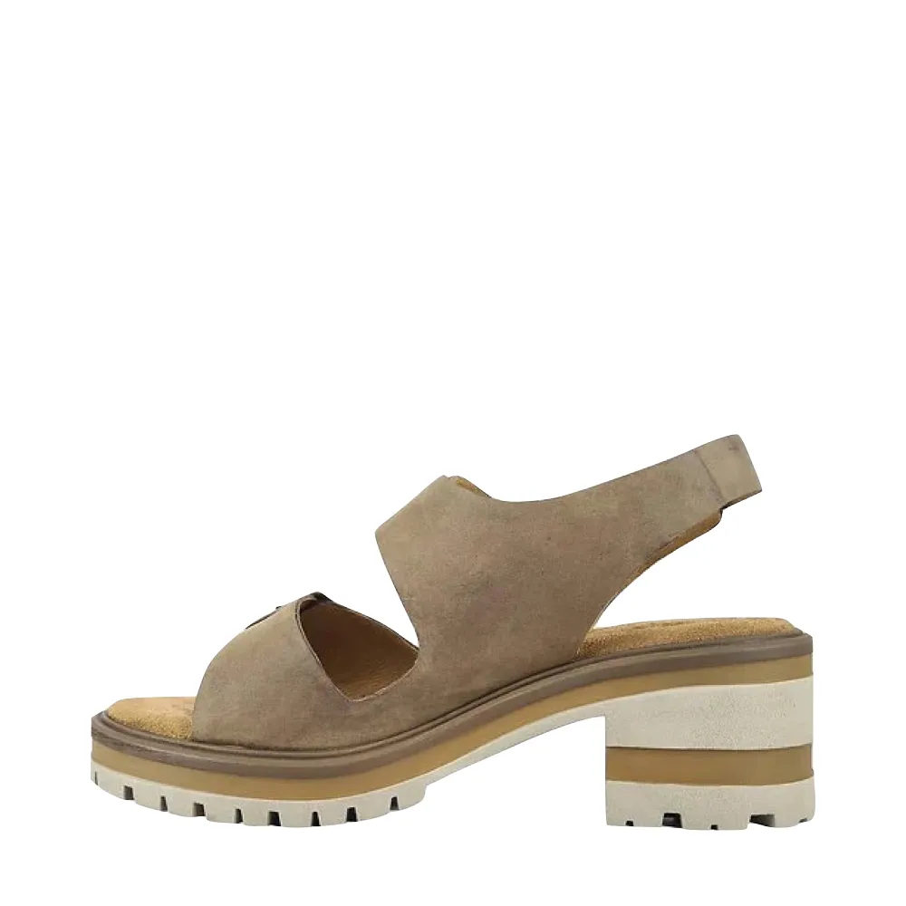 Salvia Women's Honey Heel Nubuck Sandal in Taupe