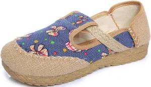 SATUKI Embroidered Shoes for Women, Chinese Style Handmade Casual Loafer Flat Dress Shoes