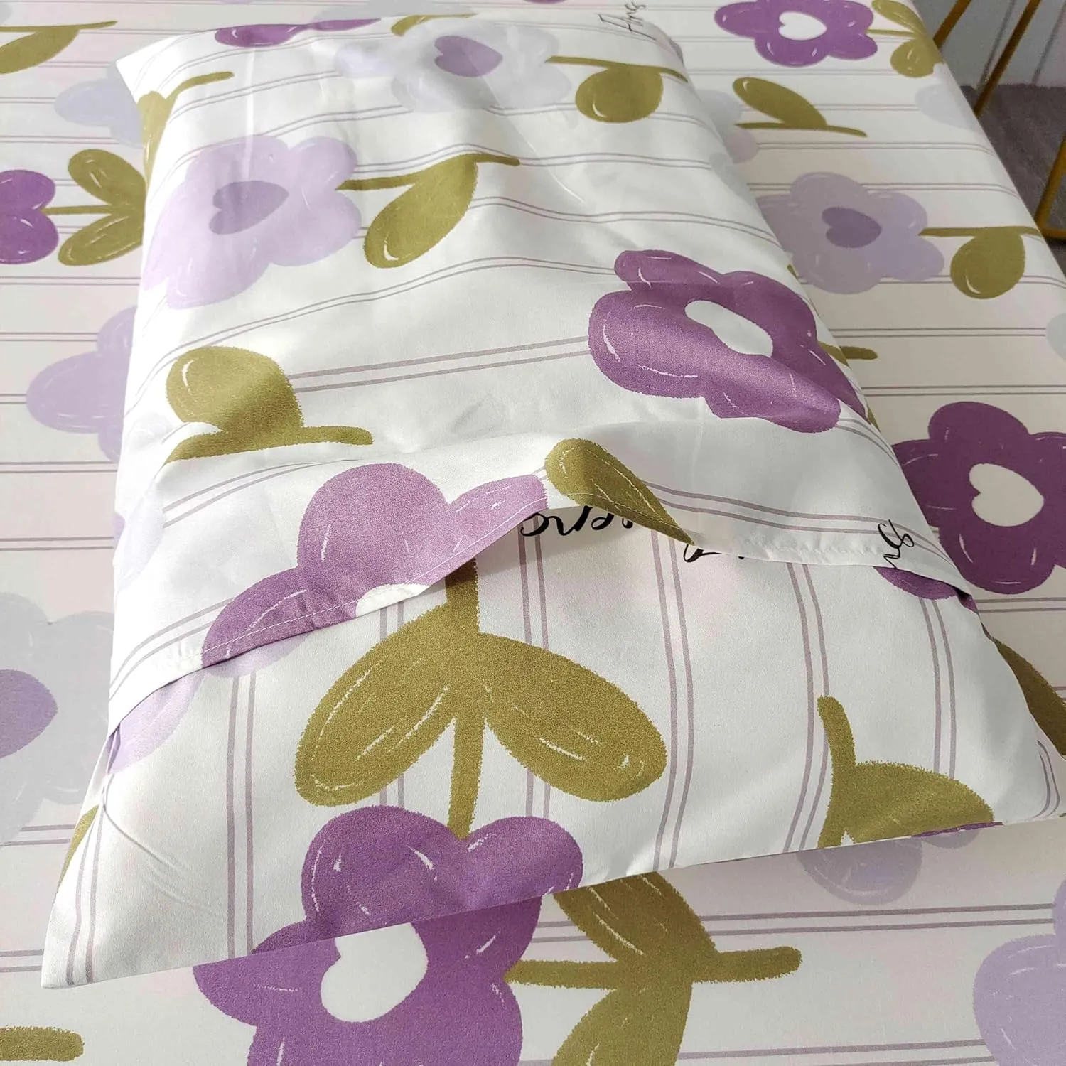 SDIII 4PCS Purple Floral Sheets Set Queen, Soft Microfiber Purple Floral Queen Sheets, Fade Resistant Flower Bed Sheet, Vintage Flower Sheet Bed Set