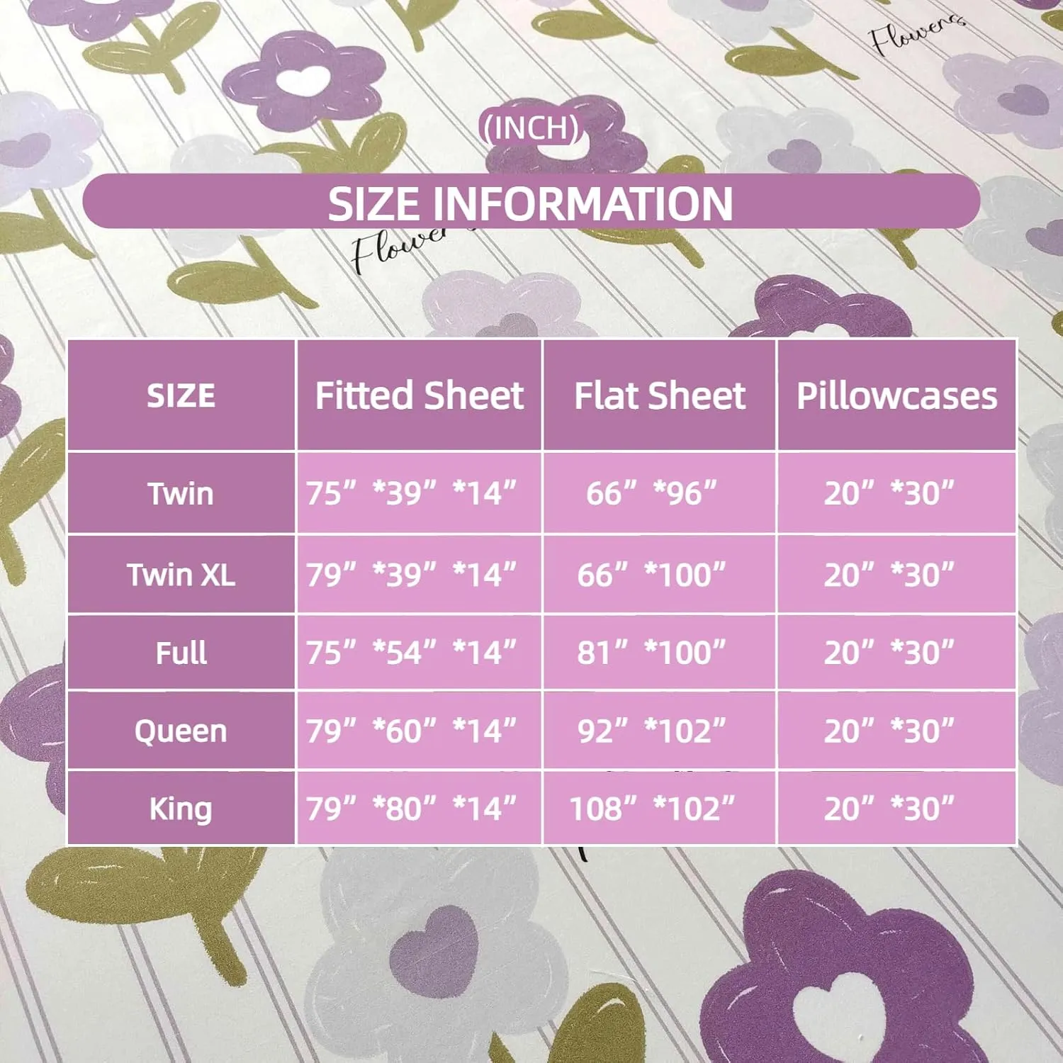 SDIII 4PCS Purple Floral Sheets Set Queen, Soft Microfiber Purple Floral Queen Sheets, Fade Resistant Flower Bed Sheet, Vintage Flower Sheet Bed Set