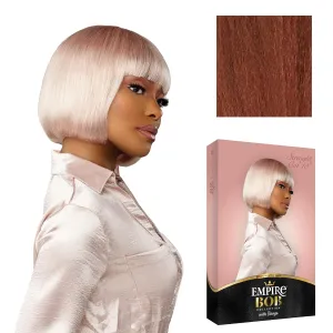 Sensationnel Empire Bob Humanhair Wig - Straight Cut Face Framing Mesh Cap for Comfort With Bangs (10 inch, COPPERCHARM)