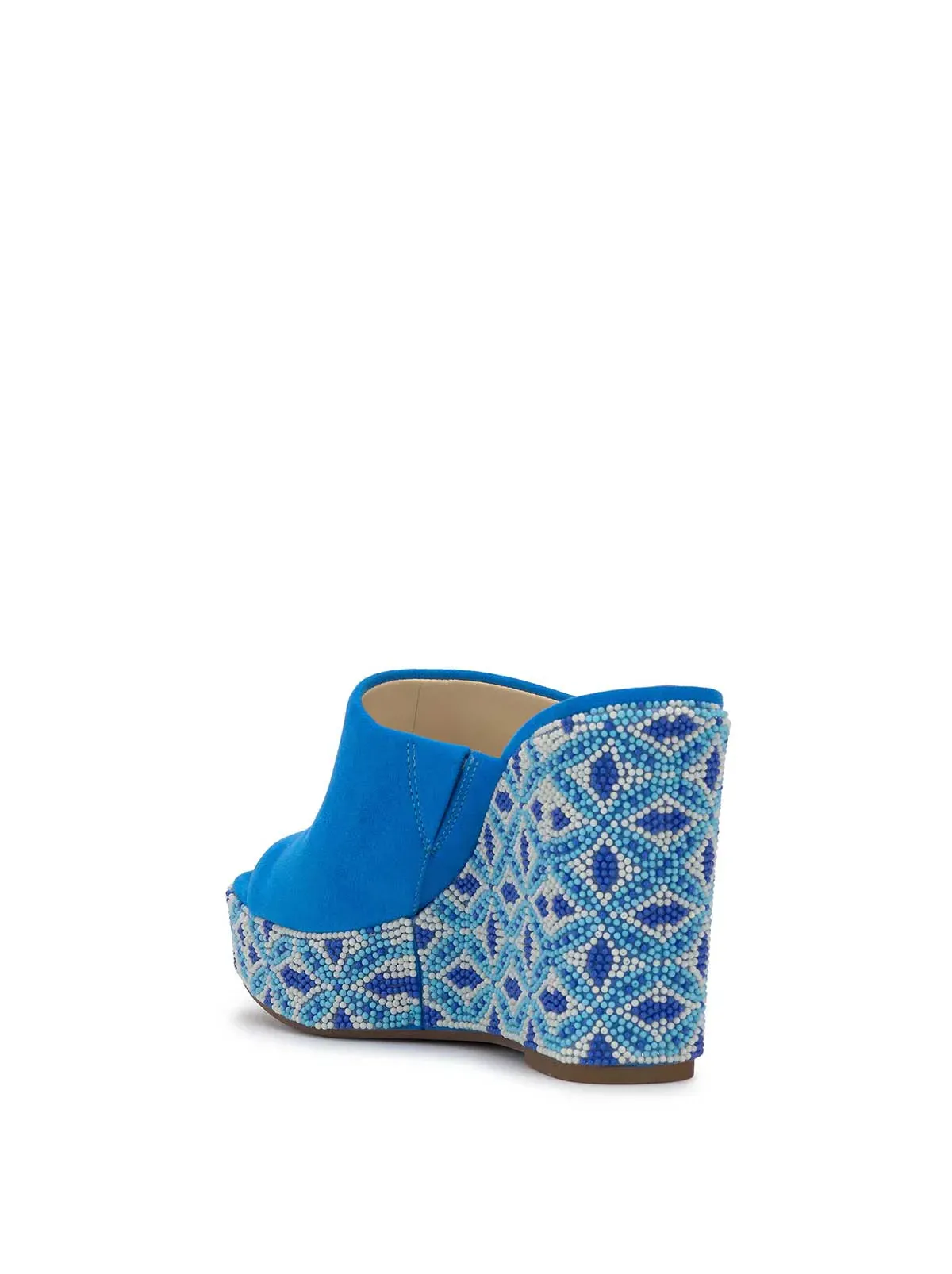 Shantell Platform Wedge Slide in Blue Print
