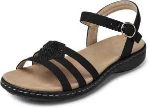 SHIBEVER Flat Sandals For Women Dressy: Comfortable Summer - Slip On Arch Support Flats Sandal