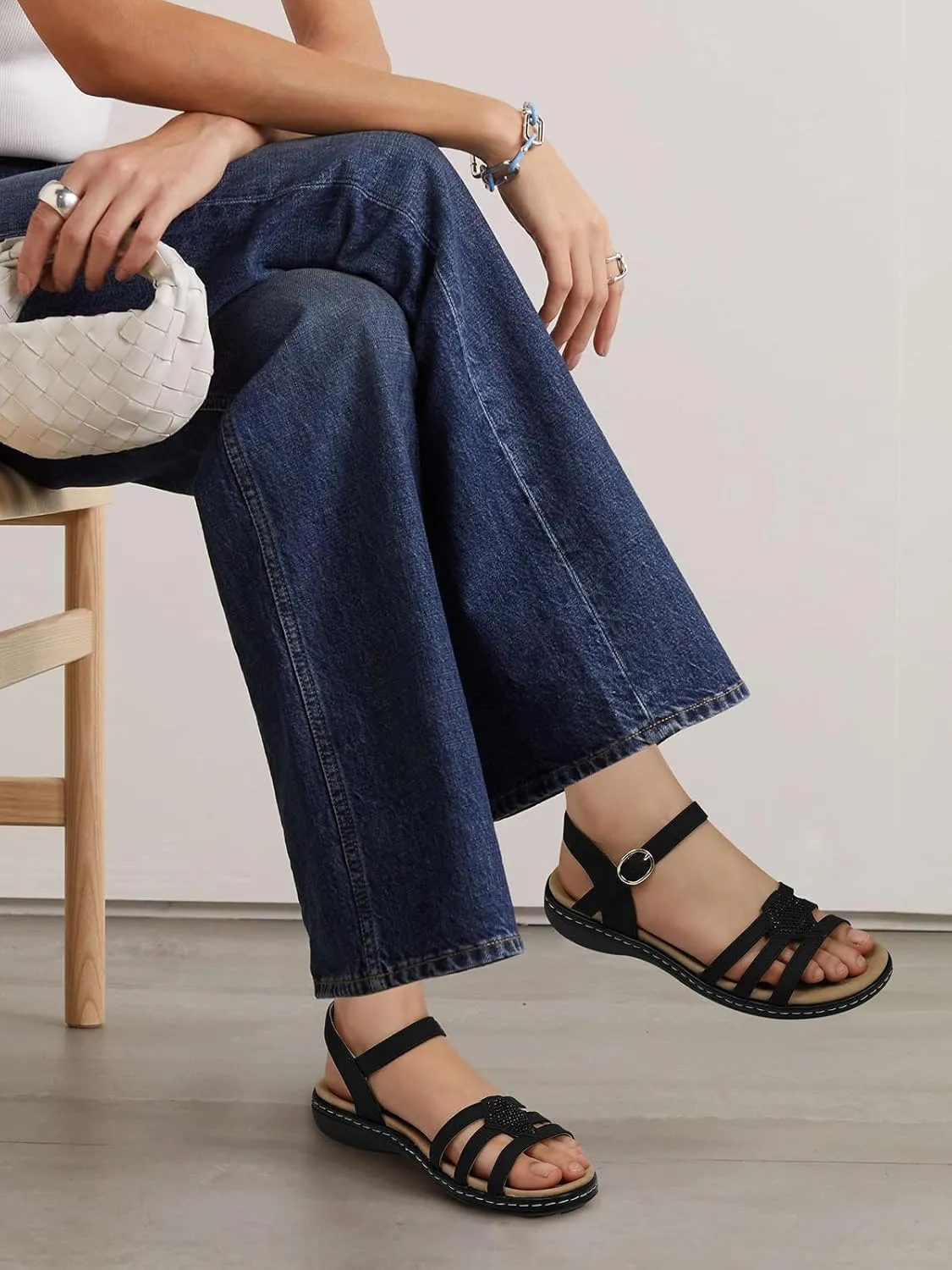 SHIBEVER Flat Sandals For Women Dressy: Comfortable Summer - Slip On Arch Support Flats Sandal