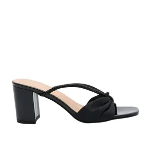 Shimmer Mule Open Toe Mid Block Heel