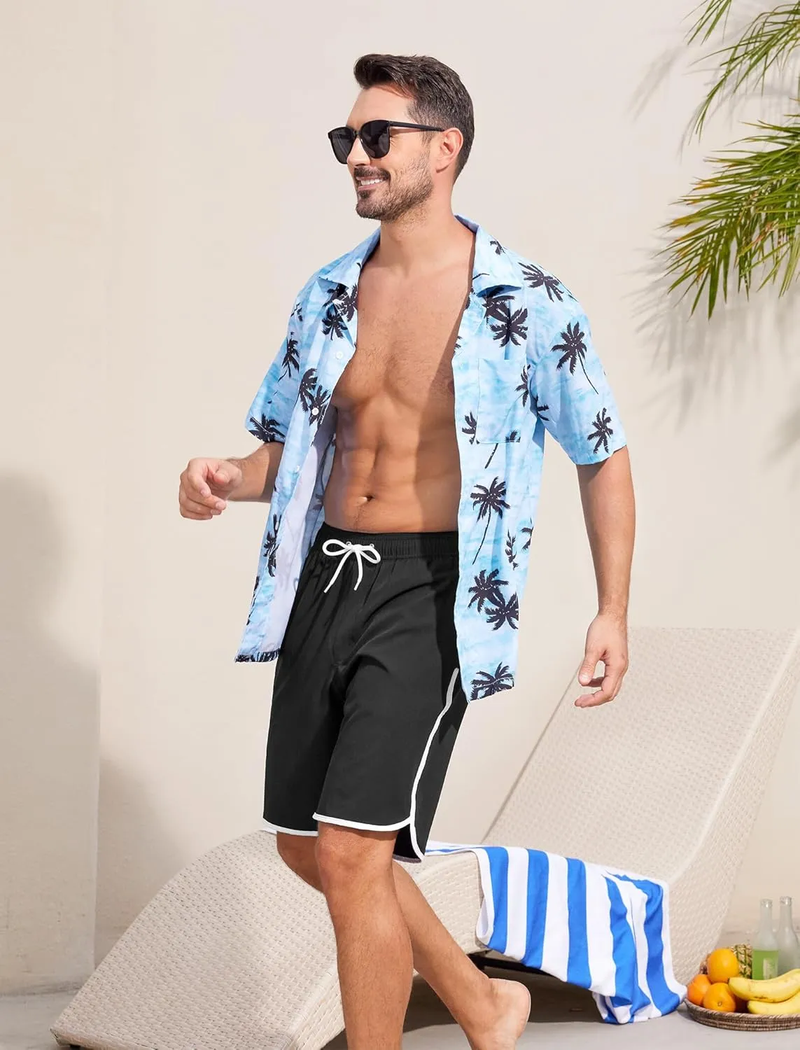 SILKWORLD Mens Swim Trunks with Compression Liner 9 Inch Long Bathing Suit 2 in 1 Beach Quick Dry Shorts with Pockets