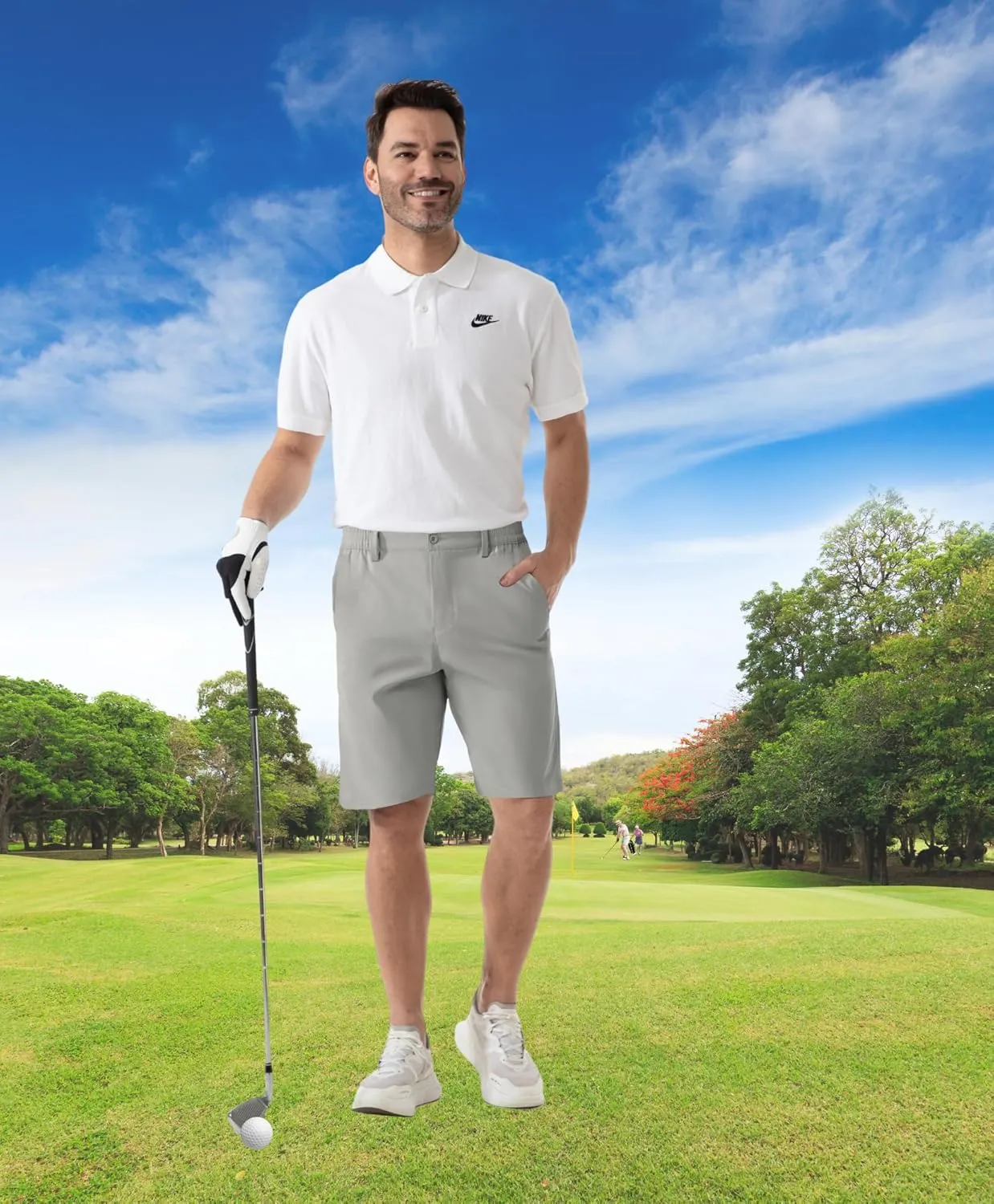 SIX ISLANDS Men's Golf Hybrid Shorts 9 Inch Inseam with Pockets Quick Dry Stretch Flat Front Casual Work Dress Shorts for Men