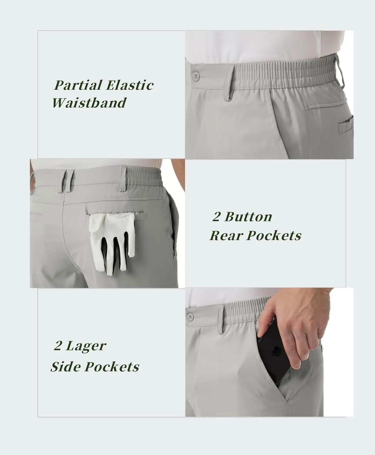 SIX ISLANDS Men's Golf Hybrid Shorts 9 Inch Inseam with Pockets Quick Dry Stretch Flat Front Casual Work Dress Shorts for Men